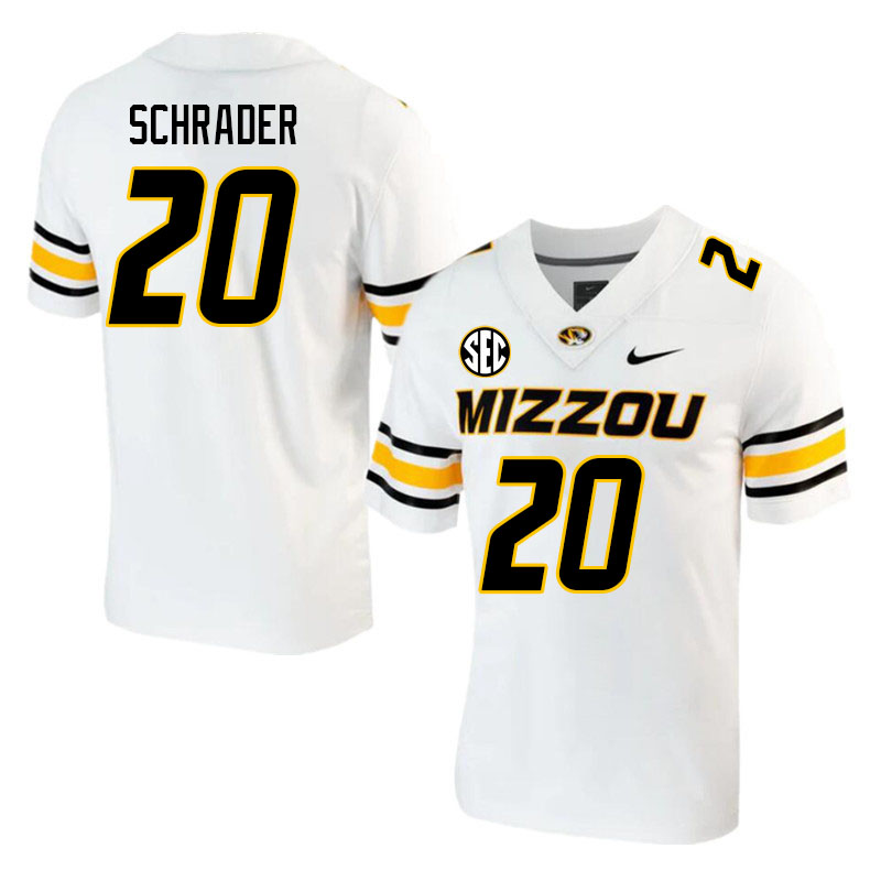 Men #20 Cody Schrader Missouri Tigers College 2023 Football Stitched Jerseys Sale-White - Click Image to Close